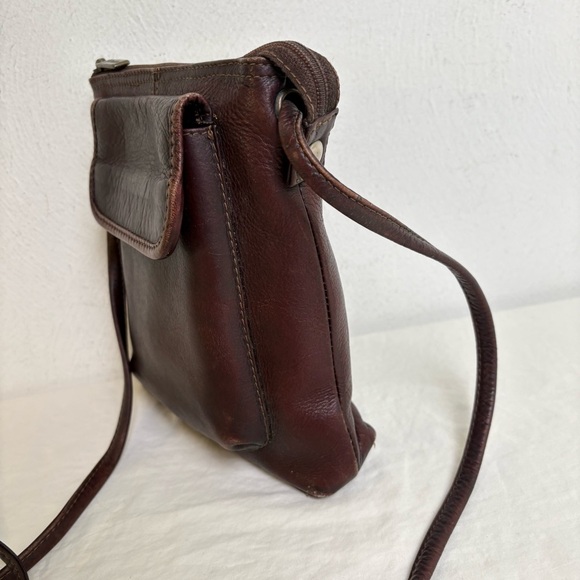LE DONNE Vintage Genuine Leather Crossbody Bag Purse Minimalist Neutral Boho - Picture 4 of 14